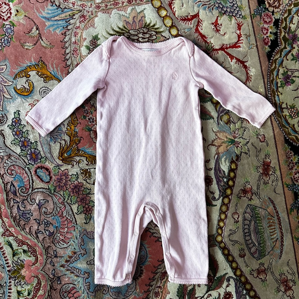 Ralph Lauren 100% Cotton Pink Onesie Baby Girl Size 6 Months